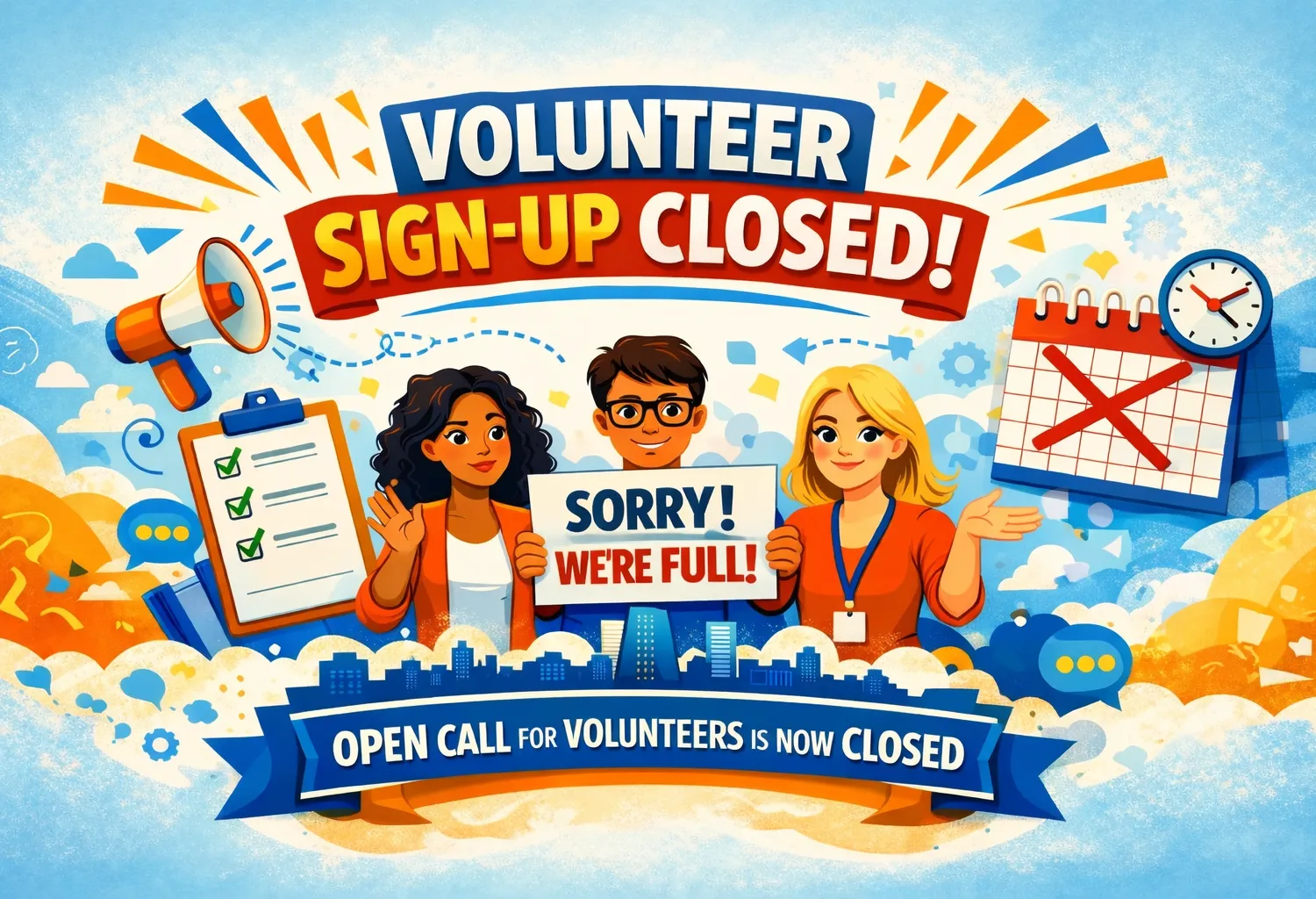 Open Call for Volunteers graphic with people and text