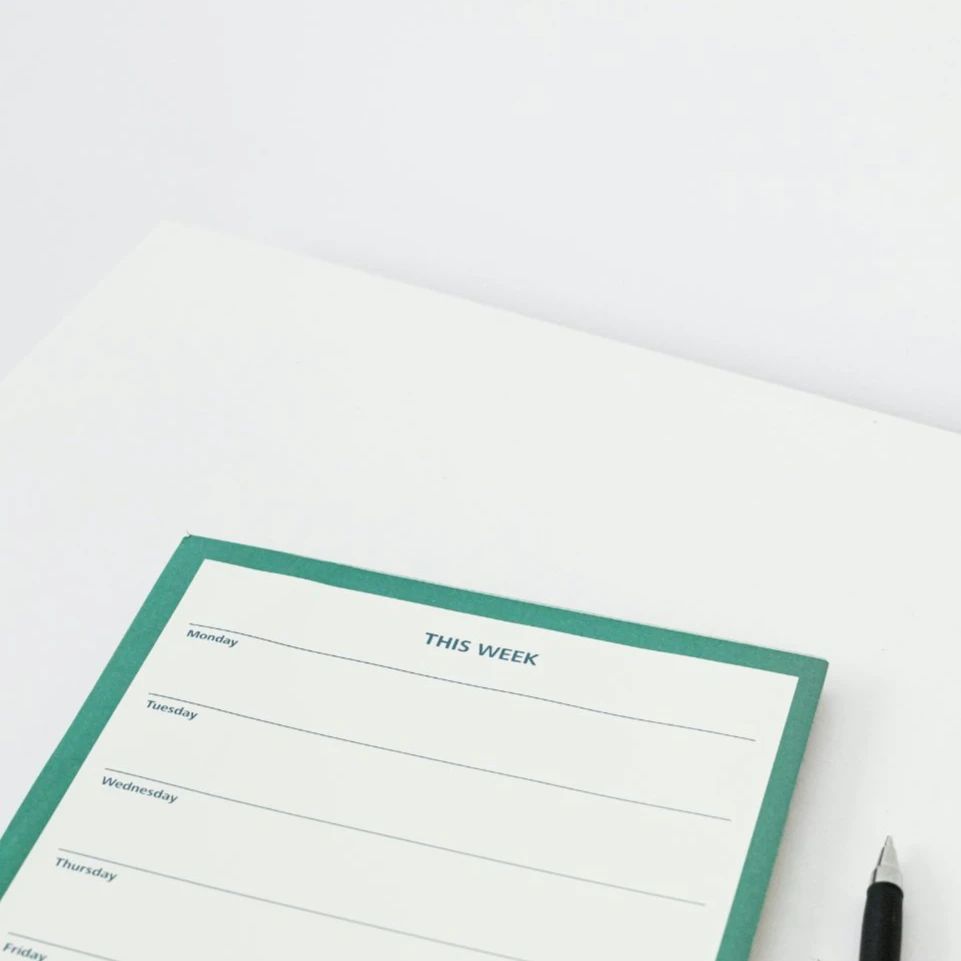 Schedule notebook and pen