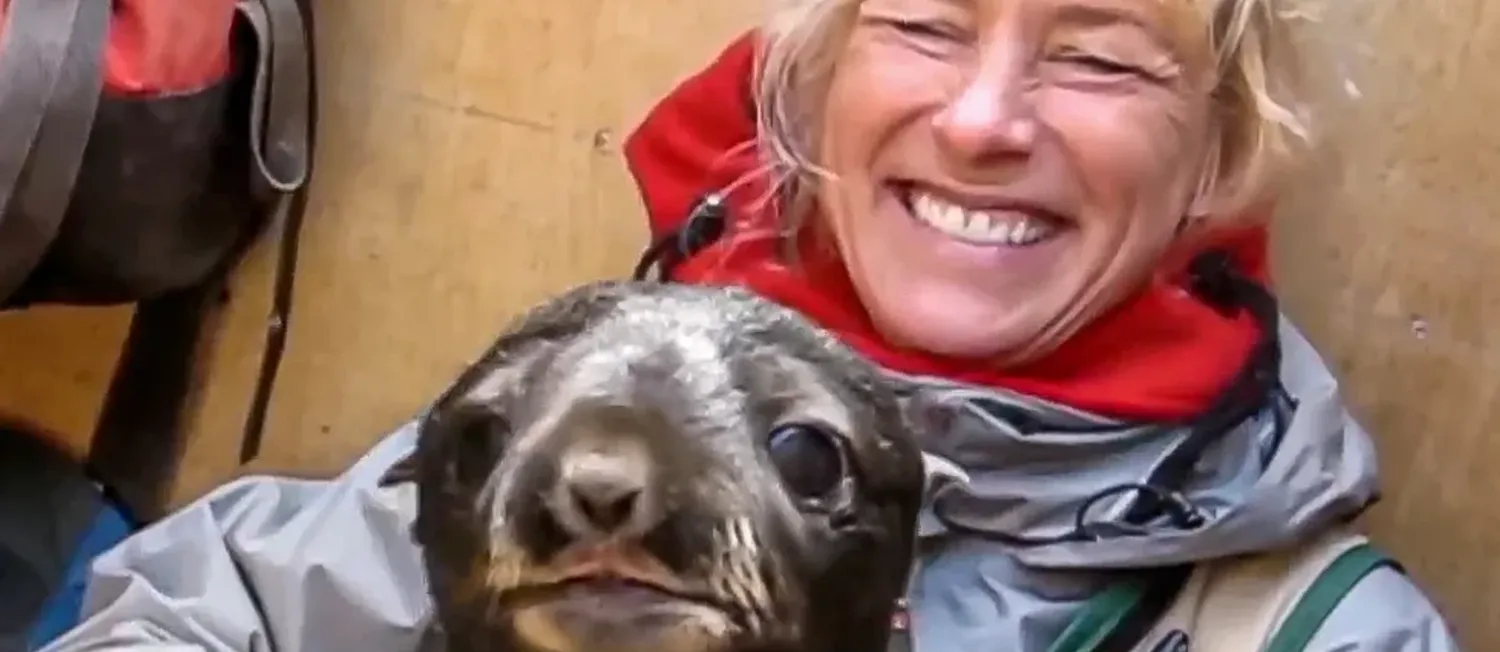 Sara Iverson with a seal