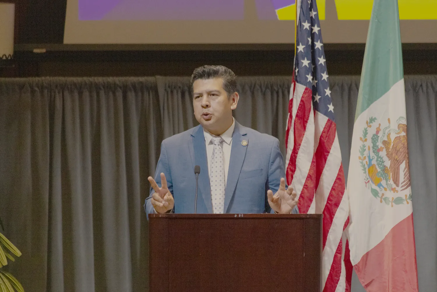 California Assembly Member David Alvarez speaks at RE:BORDER 2024