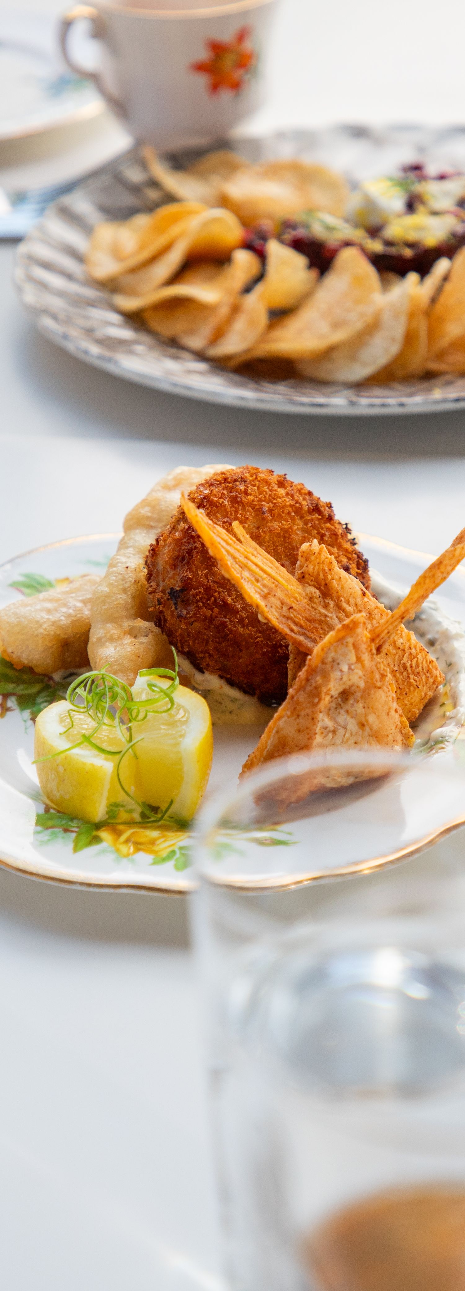 Plates of food on a table