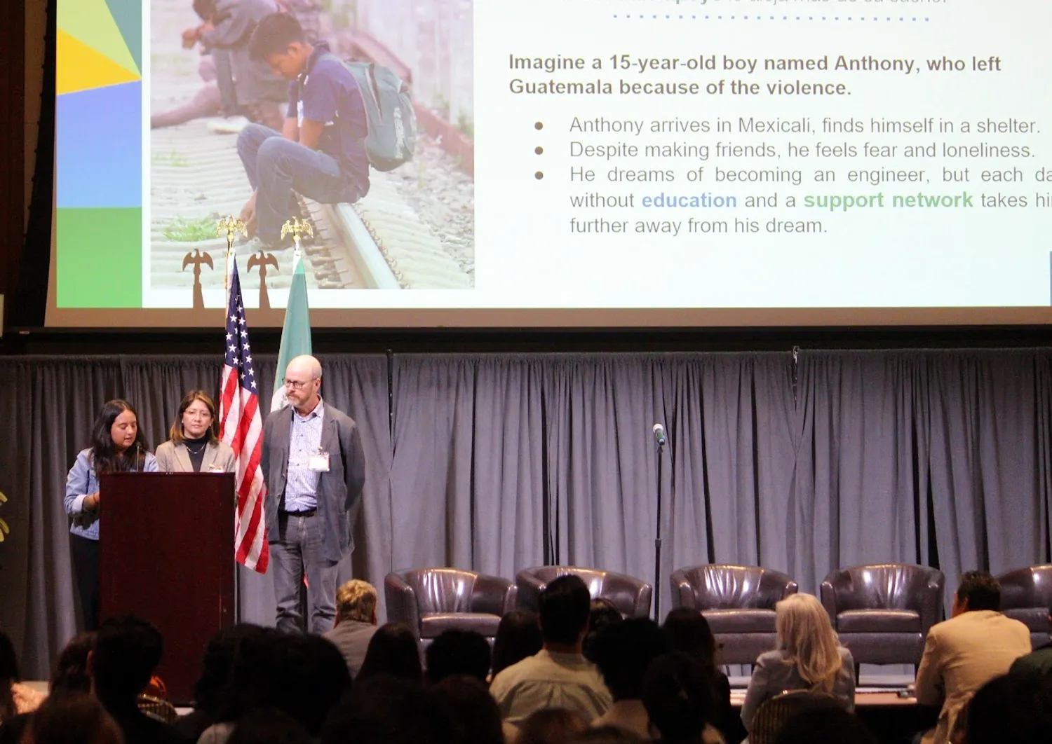 Contestants make their pitch during the Think Tank competition at the 2025 RE:BORDER Conference