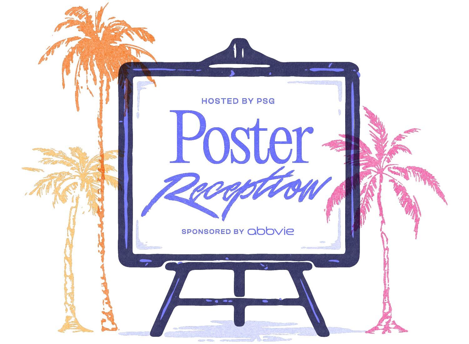 PSG Poster Reception logo, with an illustration of a presentation poster board