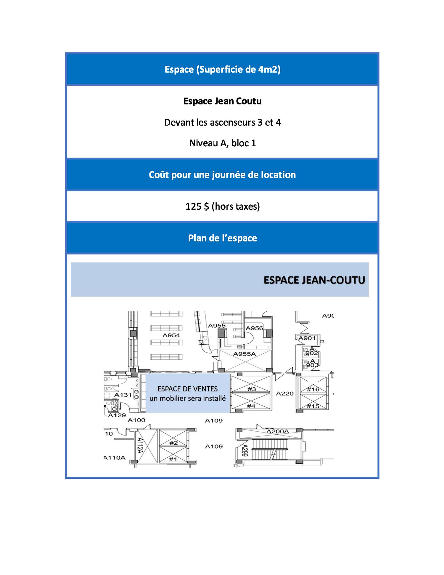 Informations sur l'Espace Jean Coutu