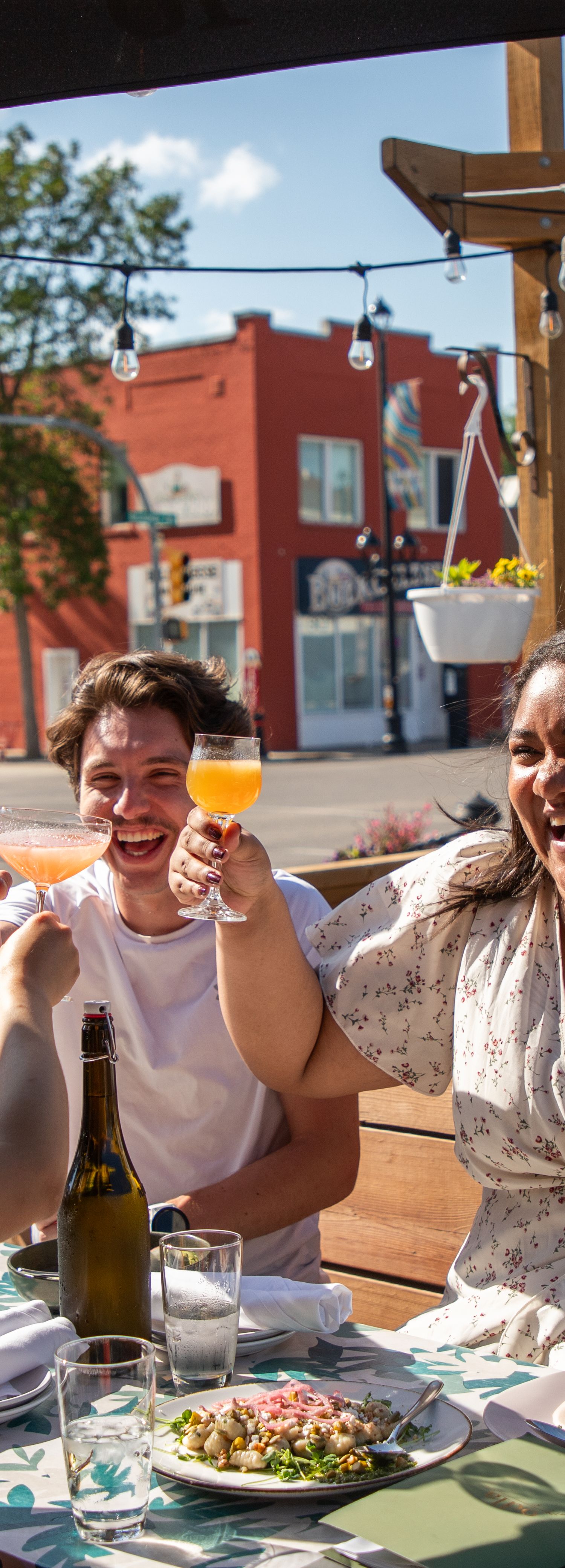 People having drinks on a patio