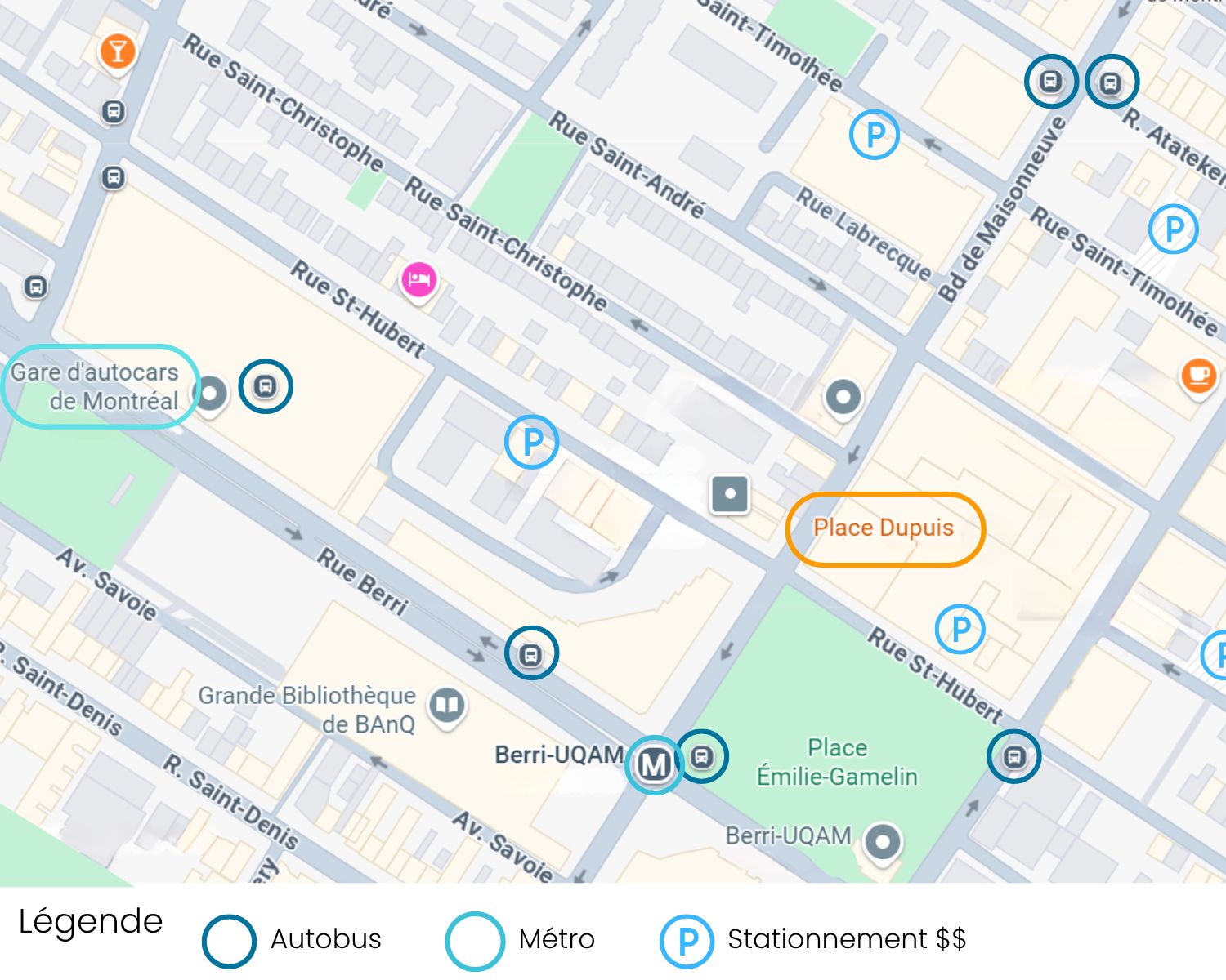 Carte avec repères pour le transport