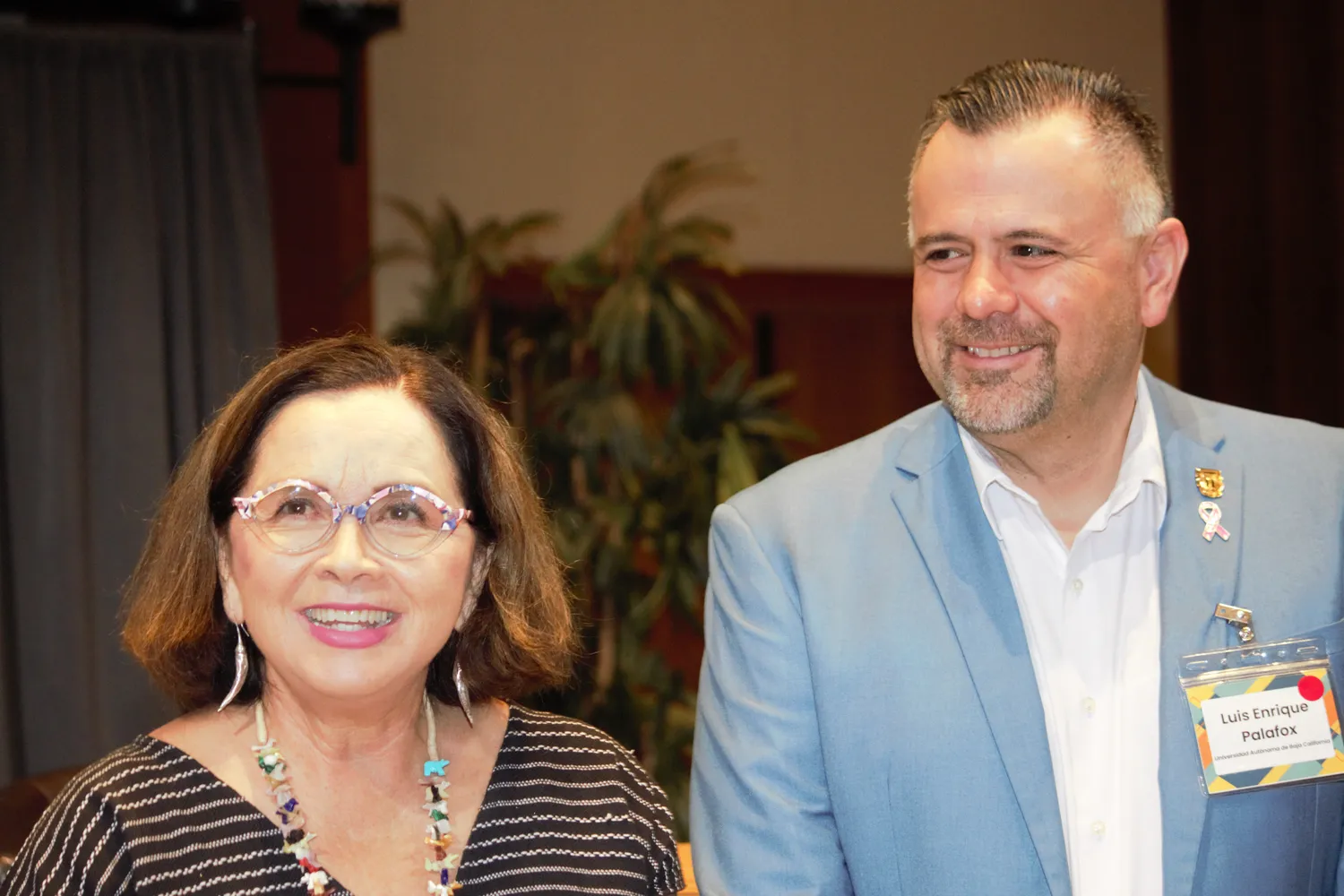 SDSU President Adela de la Torre with UABC Rector Luis Enrique Palafox at RE:BORDER 2024