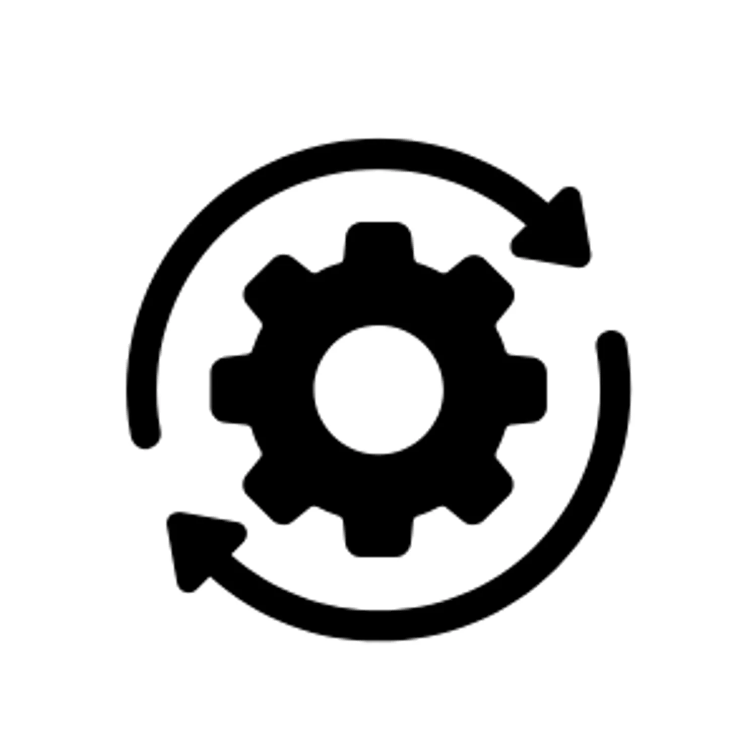 Gear with circular arrows representing implementation, continuous improvement, and practice change.
